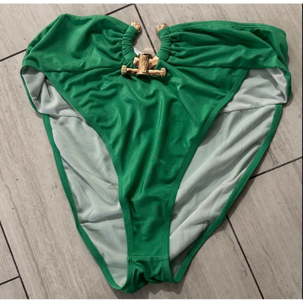 Green Bikini Bottom with Gold Accent - Picture 4 of 7